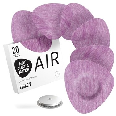Not Just A Patch Freestyle Libre 2 Covers 20 Pack Thin Strong and Light UltraLong 14 Day Adhesion Durable Lingo CGM Libre 2 Sensor Protector Patches Purple