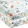 GRSSDER Stretchy Ultra Soft Jersey Knit Fitted Pack n Play Sheets Set 2 Pack PortableMini Crib Sheets for Girls Watercolor Flowers and Fruits