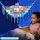 شبكة أو أرجوحة Basumee للحيوانات المحشوة مع إضاءة LED، شبكة معلقة لتخزين الحيوانات المحشوة، أرجوحة ألعاب، ركن جداري، ديكور غرفة البنات، منظم تخزين ألعاب، إضاءة، لون أخضر مائي، مقاس L