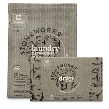 Grab Green Stoneworks Laundry Bundle 50 Detergent Pods and 80 Dryer Sheets