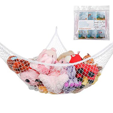 KOHUIJOO Toy Hammock Stuffed Animals Hammock Jumbo Toy Storage Net 83 Wall Sling Corner Extra Large Kids Children Mesh Toy Net Organizer White 83 Inch