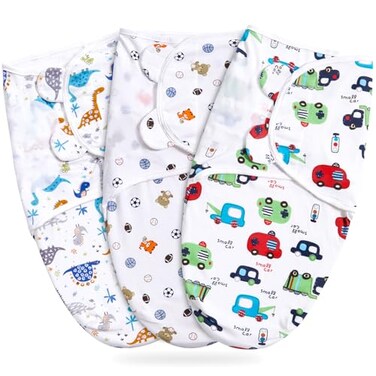 Bubble bear Baby Boy Girl Swaddle Blankets 36 Months Hypoallergenic Adjustable Swaddle Sleep Sacks Cute Soccer Ball Dinosaur Pattern 3 Pack