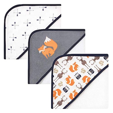 Hudson Baby Unisex Baby Cotton Rich Hooded Towels Orange Fox One Size