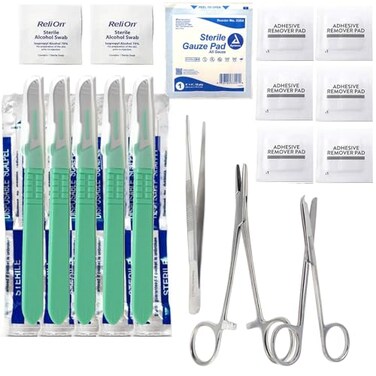 A2Z Scilab 15 Pc Mini First Aid Instrument Kit Trauma Survival Supplies Minor InjuriesSplinter Foreign Object Removal Kit for Emergency at Home Outdoors Car Camping WorkplaceHiking