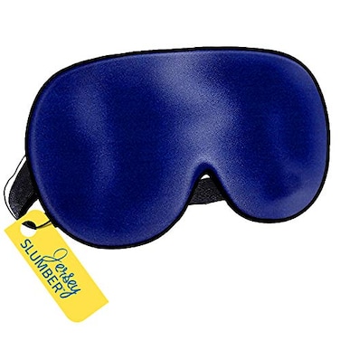 Jersey Slumber Silk Sleep Eye Mask for Men Women Comfortable Super Soft Eye Mask with Adjustable Strap 100 Pure Silk Blocks Light Blue 1 Count Pack of 1