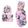 DRESHOW BQUBO Newborn Receiving Blanket with Bow Hat Set Flower Print Baby Swaddle Blanket with Beanie Nursery Swaddle Wrap