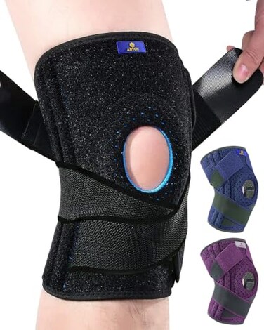 ABYON Knee Brace for Men and Women for Meniscus Tear ACL Arthritis Knee Support with Dual Side Stabilizers Crossed Compression Straps Maximum Support for Pain Relief and Fast Recovery Plus Size Please