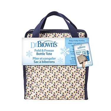 Dr. Brown's Dr Browns Fold Freeze Bottle Tote Breastfeeding Essential Cooler Bag 6 Baby Bottles Milk Storage Multicolor