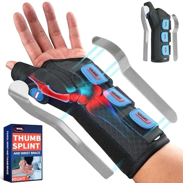 FEATOL Carpal Tunnel Wrist Brace Night Support Thumb Spica Splint Left Hand for De Quervains Tenosynovitis Tendonitis Thumb Brace for Women Men Black Blue LargeXLarge