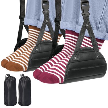 FEIMINI 2Pack Airplane Travel Footrest Hammock Perfect Airplane Foot Hammock to Relax Your Feet Travel Essentials Comfy Foot Hanger Plane Footrest for Long Trip