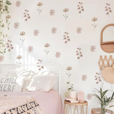 YouRfocus Daisy Wall Decals 84 PCS Boho Flower Stickers for Girls Rooms Playrooms and Nurseries Dual Layer Print for High Coverage Removable Peel and Stick Wall Decor PinkB 12 Sheets
