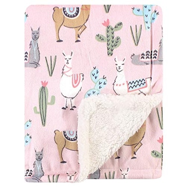 Hudson Baby Unisex Baby Plush Mink and Sherpa Blanket Llama One Size