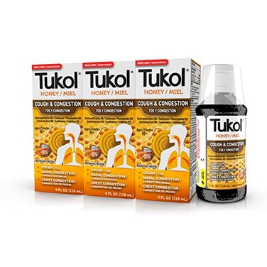 TUKOL Adult XPecto Miel Honey Cold Syrup 4 Ounce Pack of 3
