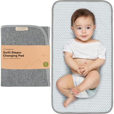 وسادة تغيير حفاضات محمولة من كيا بيبيز، سهلة التنظيف بمسحة واحدة، مقاس 25 × 13، لون رمادي كلاسيكي