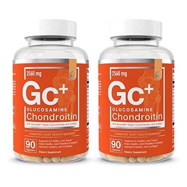Essential Elements Glucosamine Chondroitin MSM Boswellia Serrata Hyaluronic Acid Supplement Joint Support Antioxidant Supplement for Flexibility 180 Capsules 2Pack