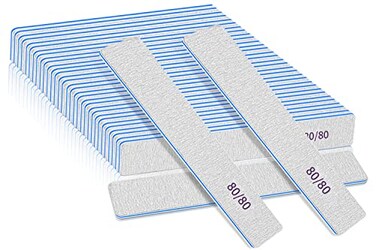 BLESWIN 25 Pcs Nail Files 8080 Grit for Acrylic Gel Nails Double Sided Emery Board for Home Salon Use