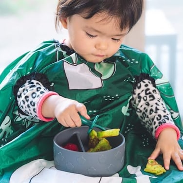مريلة أطفال من جرابيز مقاومة للماء بالكامل، مناسبة للأطفال الرضع والأطفال الصغار الذين يتناولون الطعام بأنفسهم، قابلة للغسل في الغسالة، مناسبة للأعمار من 6 إلى 4 أشهر، لون أخضر غابي