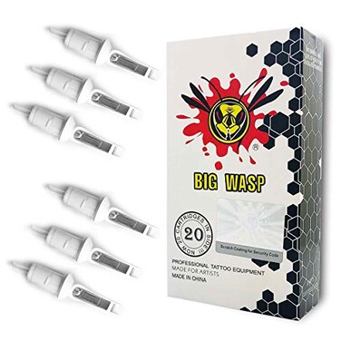 مجموعة BIGWASP من 20 قطعة من خراطيش إبر الوشم المنحنية ماغنوم، للاستخدام مرة واحدة، مقاس 15RM و1215RM