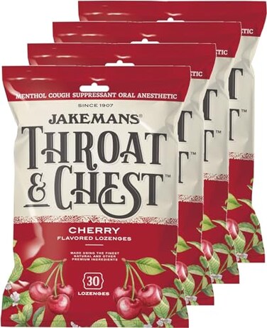 Jakemans Cherry Throat Chest Lozenges Cough Drops 4 Pack