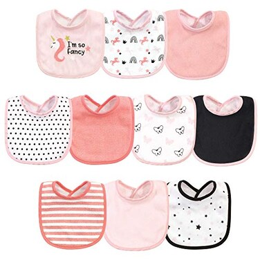 Hudson Baby Unisex Baby Cotton and Polyester Bibs Im So Fancy Unicorn One Size