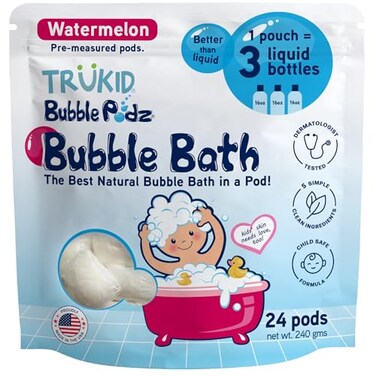 TruKid Bubble Podz Bubble Bath for Kids Toddlers Babies Tear Free Gentle Refreshing Bath Bomb for Sensitive Skin with Natural Moisturizers NonToxic pH Balanced Watermelon Scent 24 Podz
