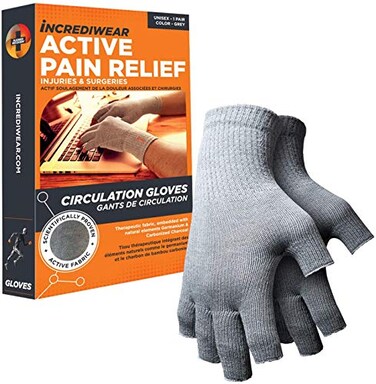 Incrediwear Fingerless Circulation Gloves Arthritis Gloves GreyMedium
