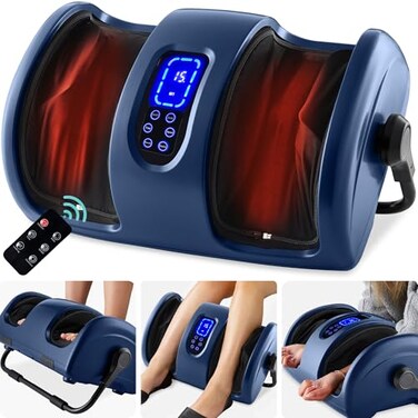 Best Choice Products Shiatsu Foot Massager with Heat for Plantar Fasciitis Neuropathy Kneading Foot Calf Massager with Remote 360 Adjustable Handle Rolling Compression Massage Navy