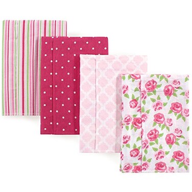 Hudson Baby Unisex Baby Cotton Flannel Burp Cloths Rose One Size