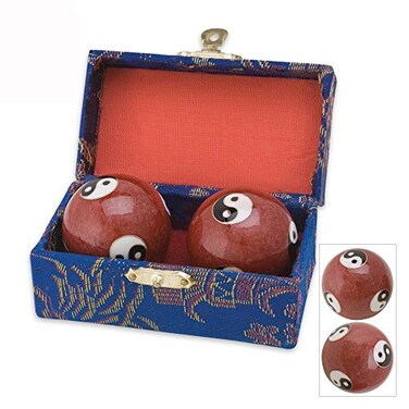 JapanBargain Set of 2 Chinese Baoding Balls Hand Exercise Therapy Balls Stress Reliefe Balls Red