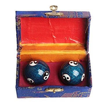 Opexicos 2Pcs Chinese Health Exercise Stress Baoding Balls Relaxation Therapy YIN YANG Blue