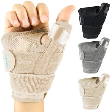 Vive Thumb Wrist Brace for Right or Left Hand Spica Splint Brace for Carpal Tunnel Tendonitis Arthritis in Hands or Fingers Compression Support for Women Men Stabilizer Relief for Bowling