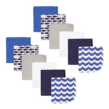 Luvable Friends Unisex Baby Cotton Rich Washcloths Fishes One Size