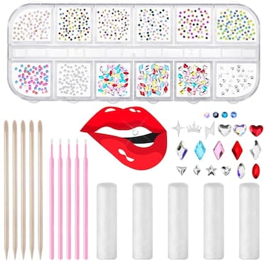 Sosation 377 Pieces Tooth Gem Kit for Women DIY Fashionable Tooth Jewelry Kit Artificial Crystal Reflective Teeth Gems Starter Set Gift for Christmas Teeth Party Decorations Bright Style