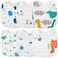 Zainpe 6Pcs Snap Muslin Cotton Baby Bibs Dinosaur Star Bear Pattern Bib Adjustable Burp Cloths with 6 Absorbent Soft Layers for Infants Newborns Toddlers Drooling Feeding Teething