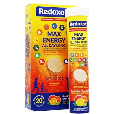 Redoxon Max Energy Helps Support Inmune System Citrus Flavor 20 Effervescent Tablets 282 Oz Box