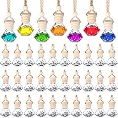 مجموعة معطرات جو للسيارة من Mkhaslri، 60 قطعة، زجاجات عطر فارغة، معطر جو معلق للسيارة، مناسب للزيوت العطرية، زينة عطرية، تصميم كلاسيكي