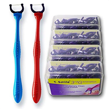 T.Smile TSmile Evolutionary Clean Dental Flossers Kit of Refills Plus Long Handle 2 Handles 200 Refills