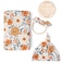 Konssy Baby Girl Newborn Receiving Blanket with Matching Headband and Beanie Set Baby Swaddle Nursery Swaddle Wrap