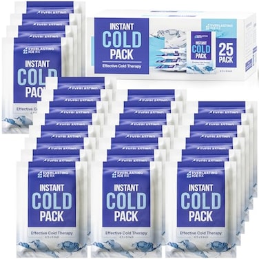Everlasting Ice 25 Pack Instant Cold Packs Instant Ice Packs for Injuries Disposable Cold Compress Ice Pack for Pain Relief Swelling Inflammation Sprains Toothache Cold Pack for Athletes