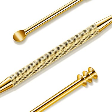 MR.GREEN MRGREEN Ear Wax Removal Ear Cleaner Double End Earwax Remover 360 Cleaning Three Ring Ear Pick Stainless Steel Ear Care Tools Golden