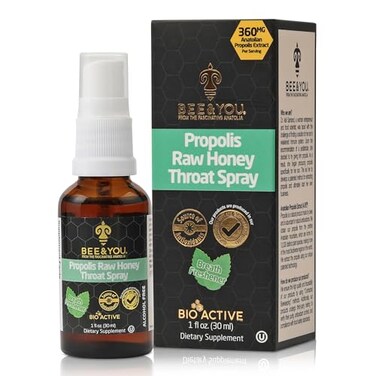 BEE &amp; Bee and You Natural Bee Propolis Throat Spray for Immune Support Sore Throat Relief and Oral Support for Adults and Kids 1 fl oz