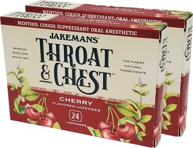 Jakemans Throat and Chest Lozenges Cherry 24 Pack Pack of 2
