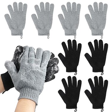 Alotpower Exfoliating Gloves for Big Hands 8Pack Large DoubleSided Shower Gloves