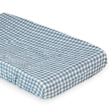 lulujo Baby Changing Pad Cover 100 Cotton Muslin Fitted Standard Size 32 x 16 Inches Navy Gingham