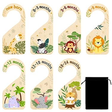R HORSE 8Pcs Safari Baby Closet Dividers Animals Nursery Hanger Dividers