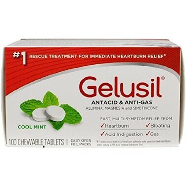 Gelusil AntacidAntiGas Tablets Cool Mint 100 Tablets 6 Pack