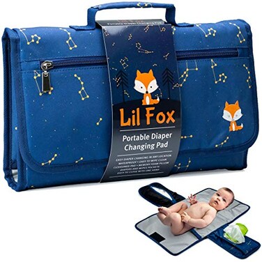 Lil Fox Portable Diaper Changing Pad OneHand Design Blue Constellation