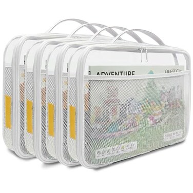 holay 4 Pack Building Block Storage Bags Clear Zippered Toy Organizer Case