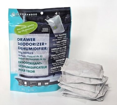 Ever Bamboo Drawer Deodorizer Dehumidifier Natural Bamboo Charcoal Odor Absorber 8 x 10g Single pack