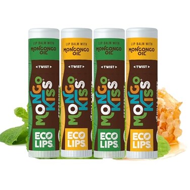 Eco Lips Mongo Kiss USDA Organic Lip Balm Peppermint Vanilla Honey 4Pack